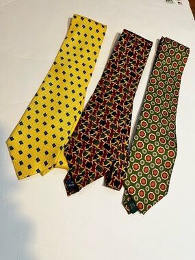 J. Garcia Jerry Garcia J Crew LOT OF 3 100% Silk ties  Preppy Grandpa Office